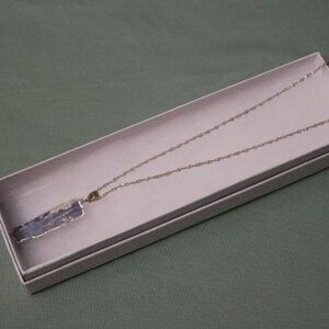 Women's Italy Silver Rope Necklace with Kyanite & Silver Dagger Pendant